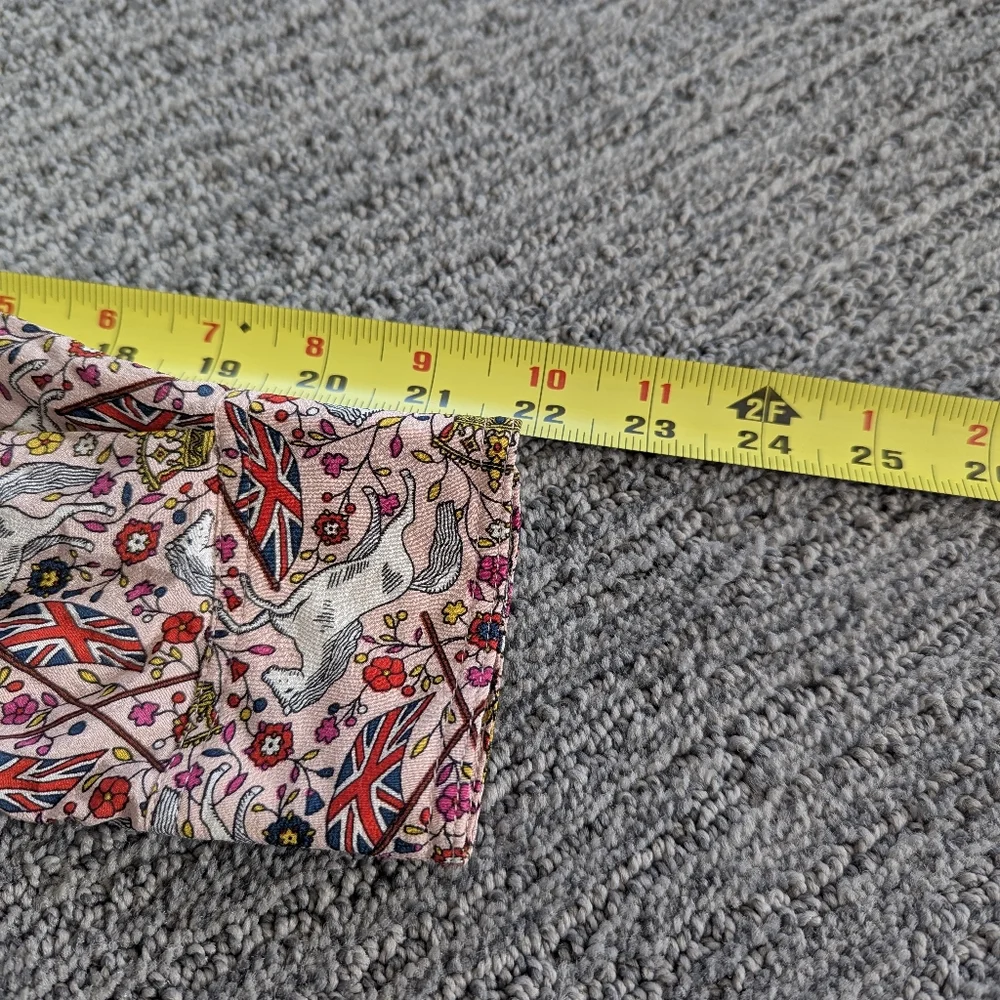 Boden Crown and Country 100% Silk Printed Union Jack Full Button Up Top - Picture 7 of 9